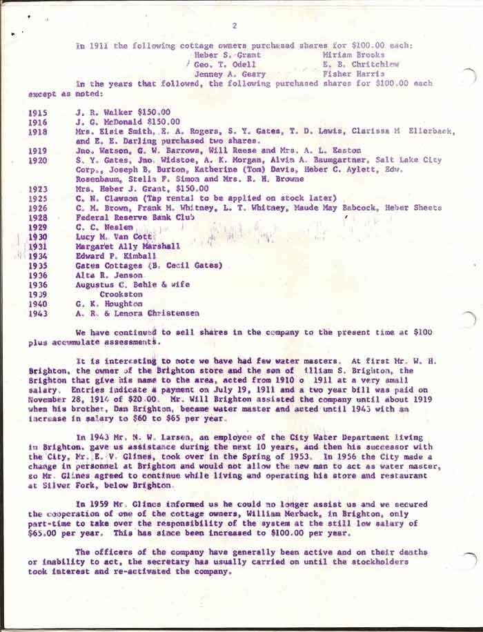 Silver Lake Water Company History pg2