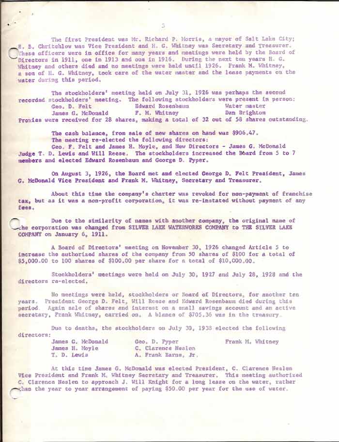 Silver Lake Water Company History pg3