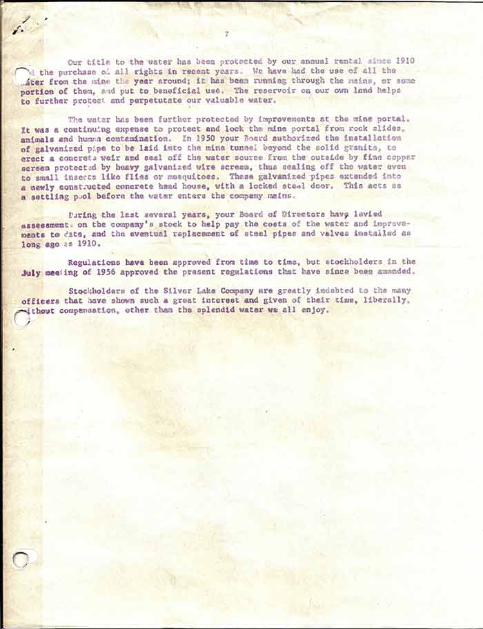 Silver Lake Water Company History pg7