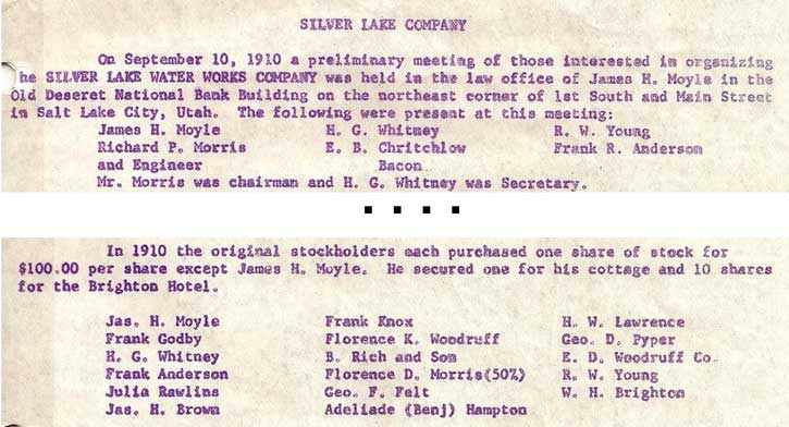 Silver Lake Water Company Excerpt Silver Lake Water Company Excerpt