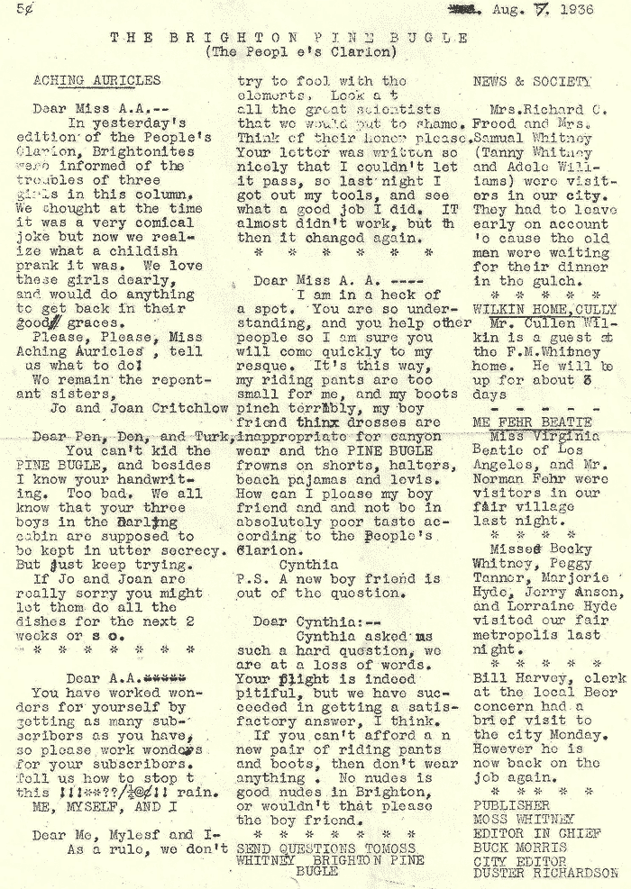 Brighton Pine Bugle 7 Aug 1936