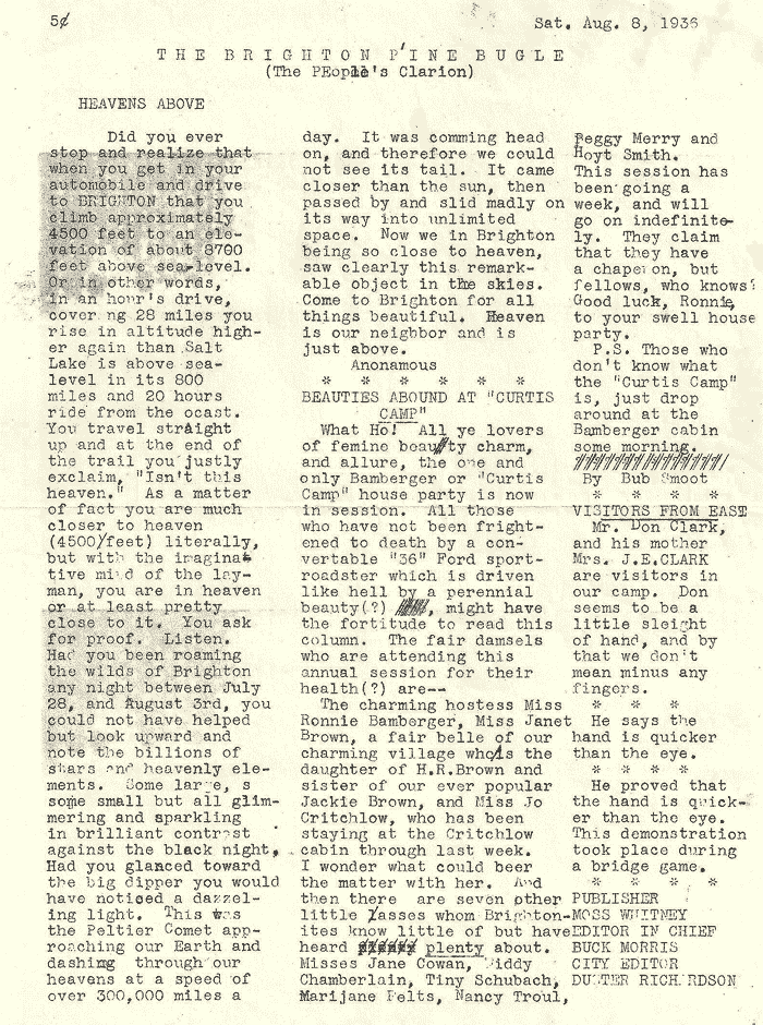 Brighton Pine Bugle 8 Aug 1936