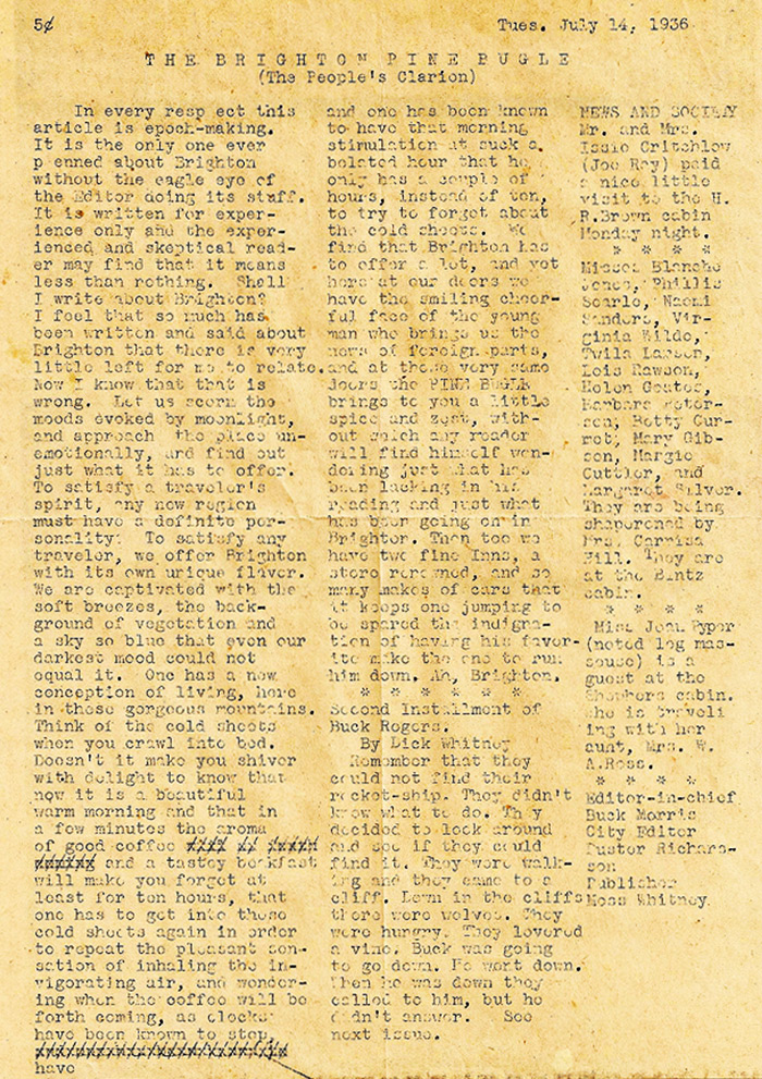 Brighton Pine Bugle 14 Jul 1936