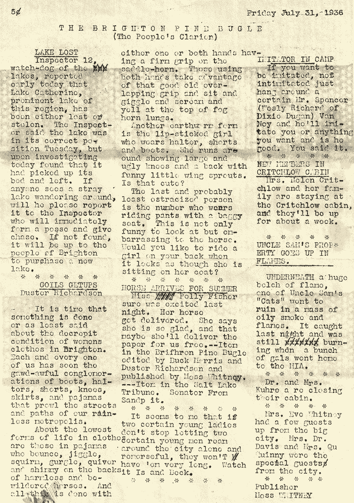 Brighton Pine Bugle 31 Jul 1936